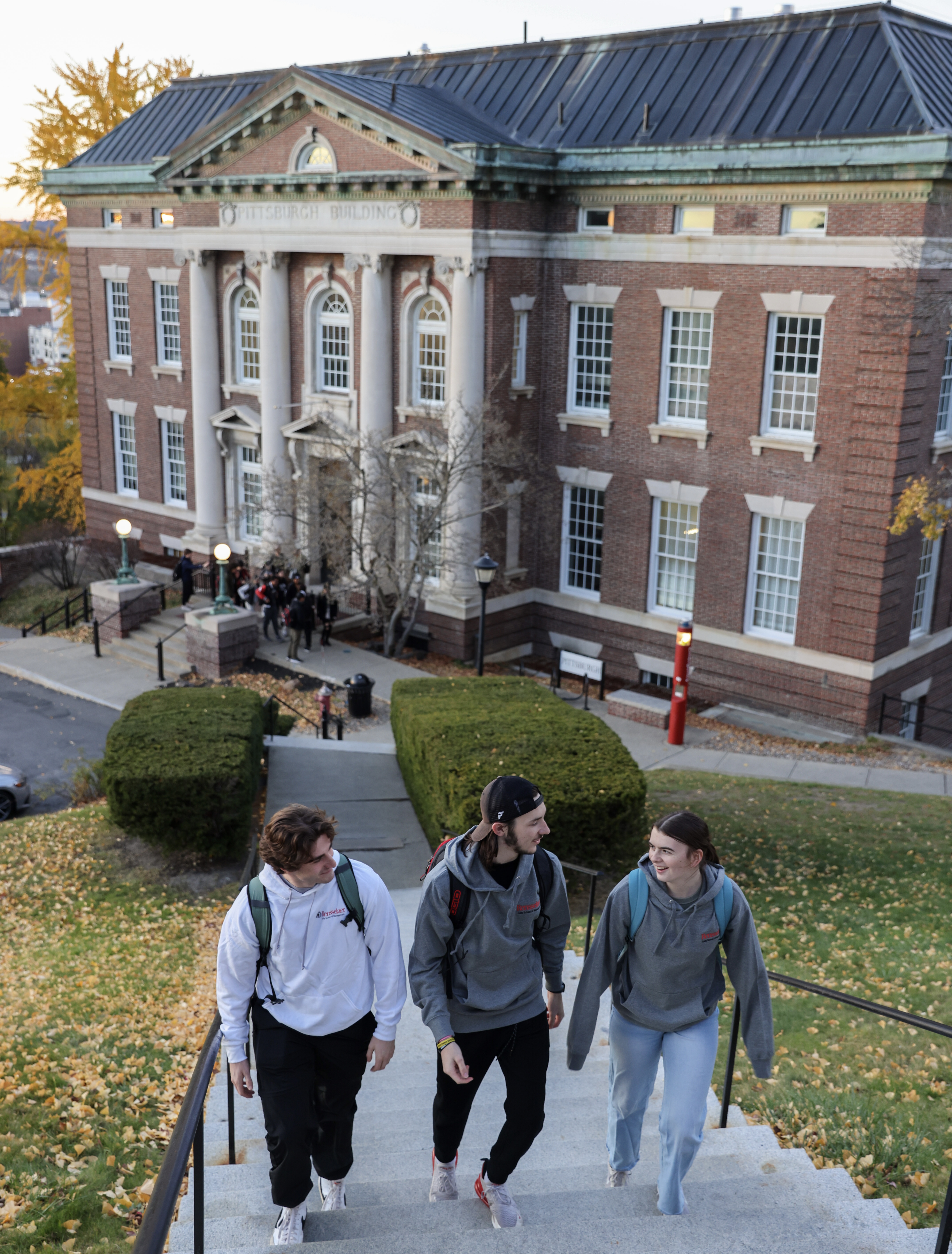 Students walking outside Pittsburgh Building