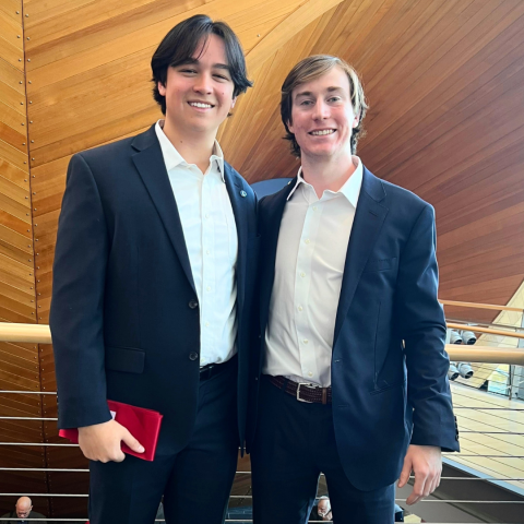 Nick Khoo and Sean Mullen, President and Vice President of the Rensselaer Finance Club and recipients of the 2024 Founders Award of Excellence